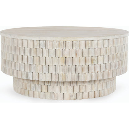 Norwood Round Coffee Table by Classic Home. Made from mango wood in a modern style.