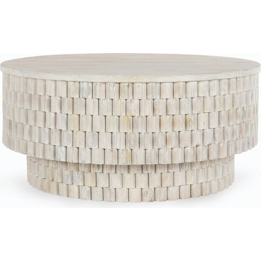 Norwood Round Coffee Table by Classic Home. Made from mango wood in a modern style.