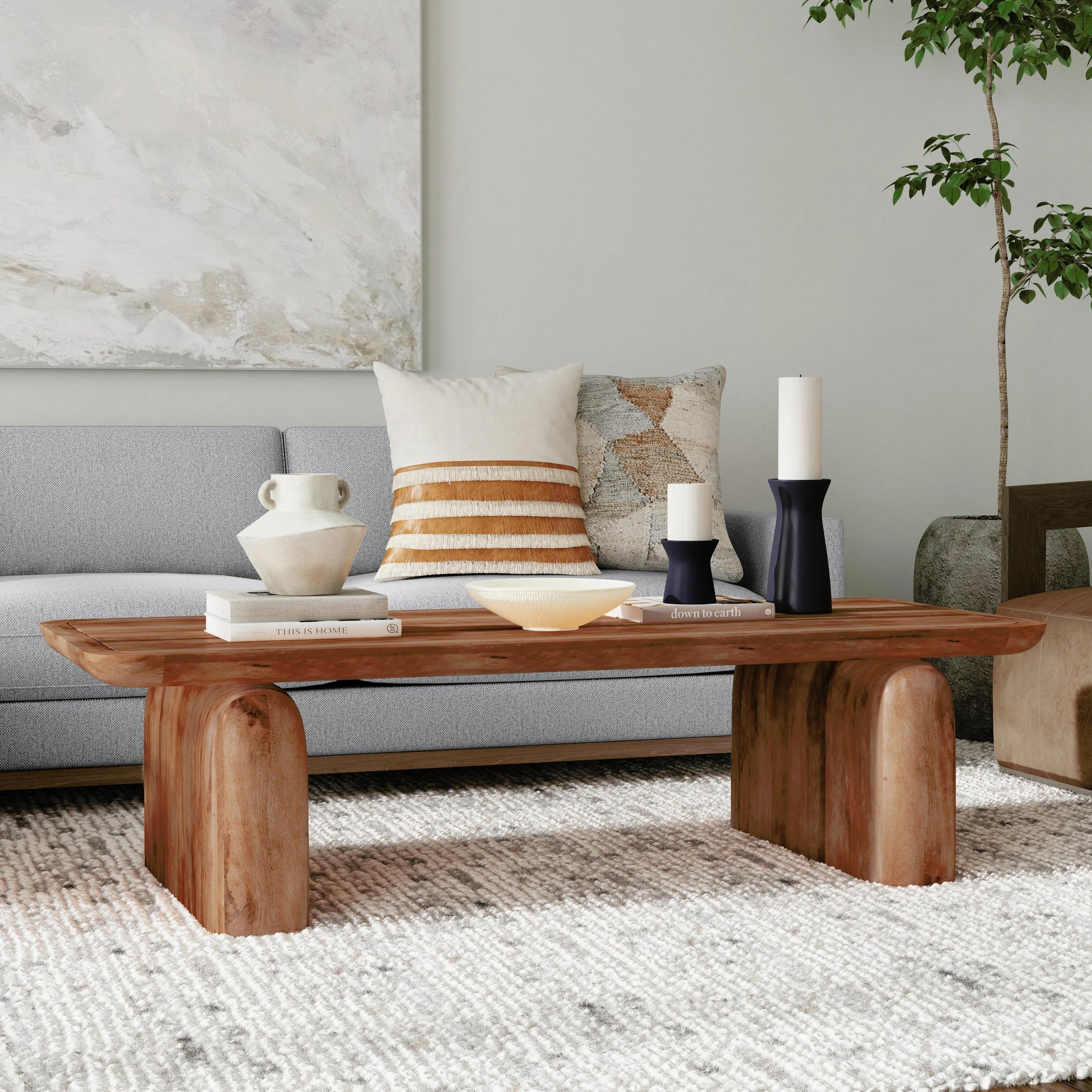 Chloe Coffee Table by Classic Home in brown. Made from mango wood in a modern style.