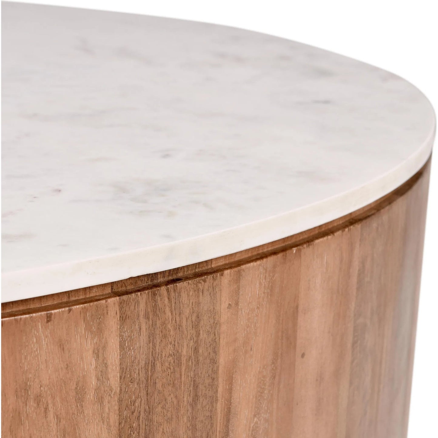 004 SI-2238811 | Closeup | Josie 22" Solid Wood and Marble Round Coffee Table by Classic Home in umber, marble. Made from marble, mango wood in a transitional style.