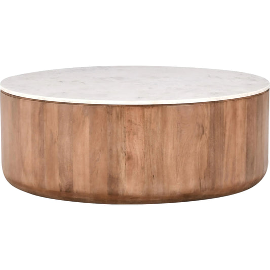 Josie 22" Solid Wood and Marble Round Coffee Table by Classic Home in umber, marble. Made from marble, mango wood in a unique style.