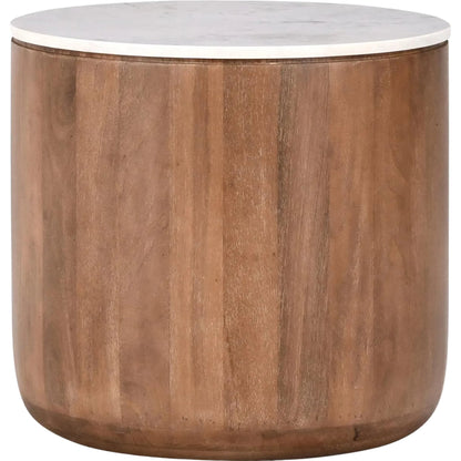 Josie 22" Solid Wood and Marble Round End Table by Classic Home in umber, marble. Made from marble, mango wood in a unique style.