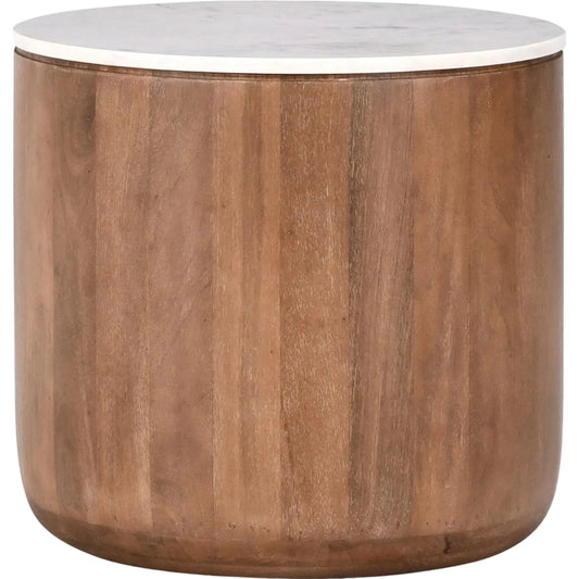 005 None | Unknown | Josie 22" Solid Wood and Marble Round End Table by Classic Home in umber, marble. Made from marble, mango wood in a unique style.