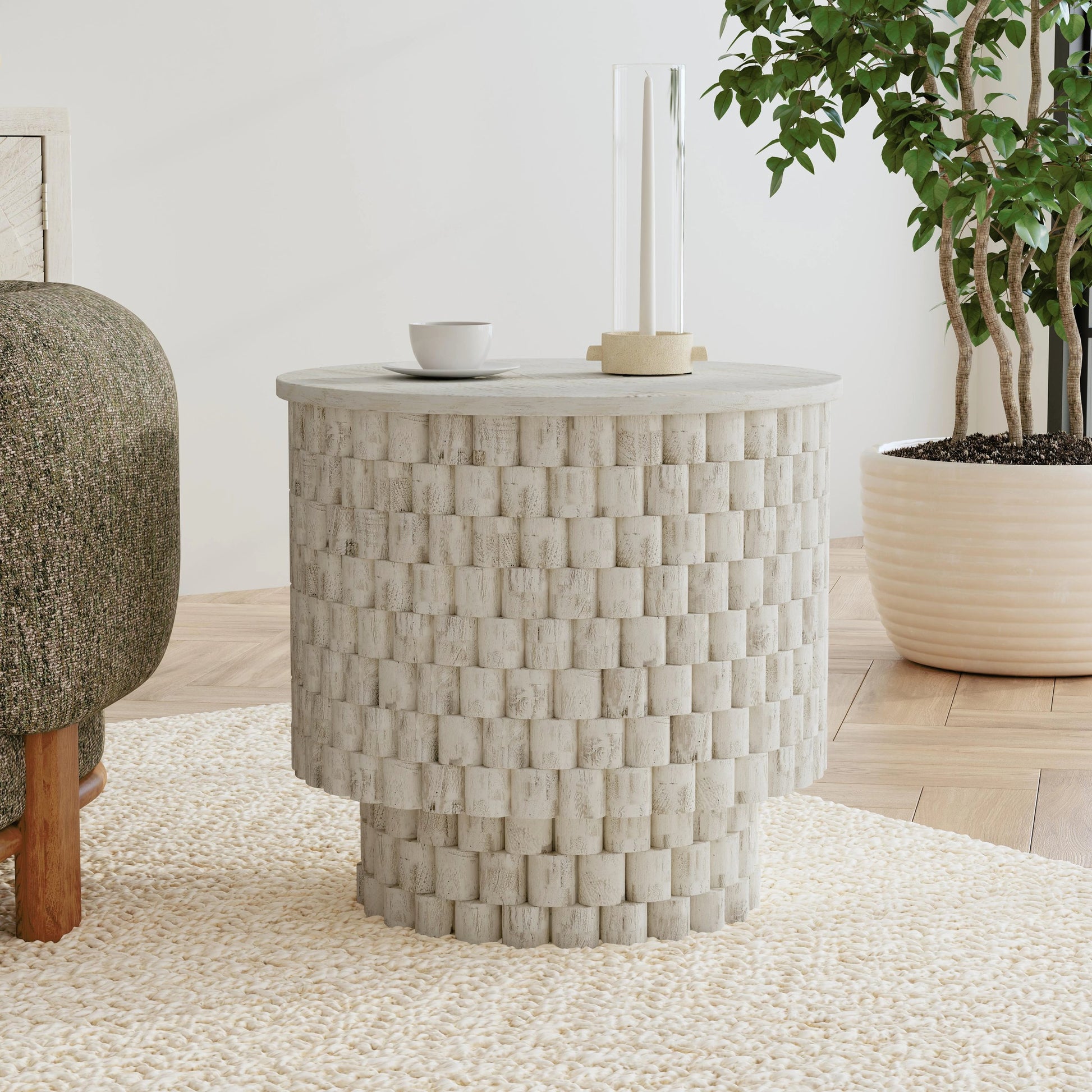 Norwood Round End Table by Classic Home. Made from mango wood in a modern style.