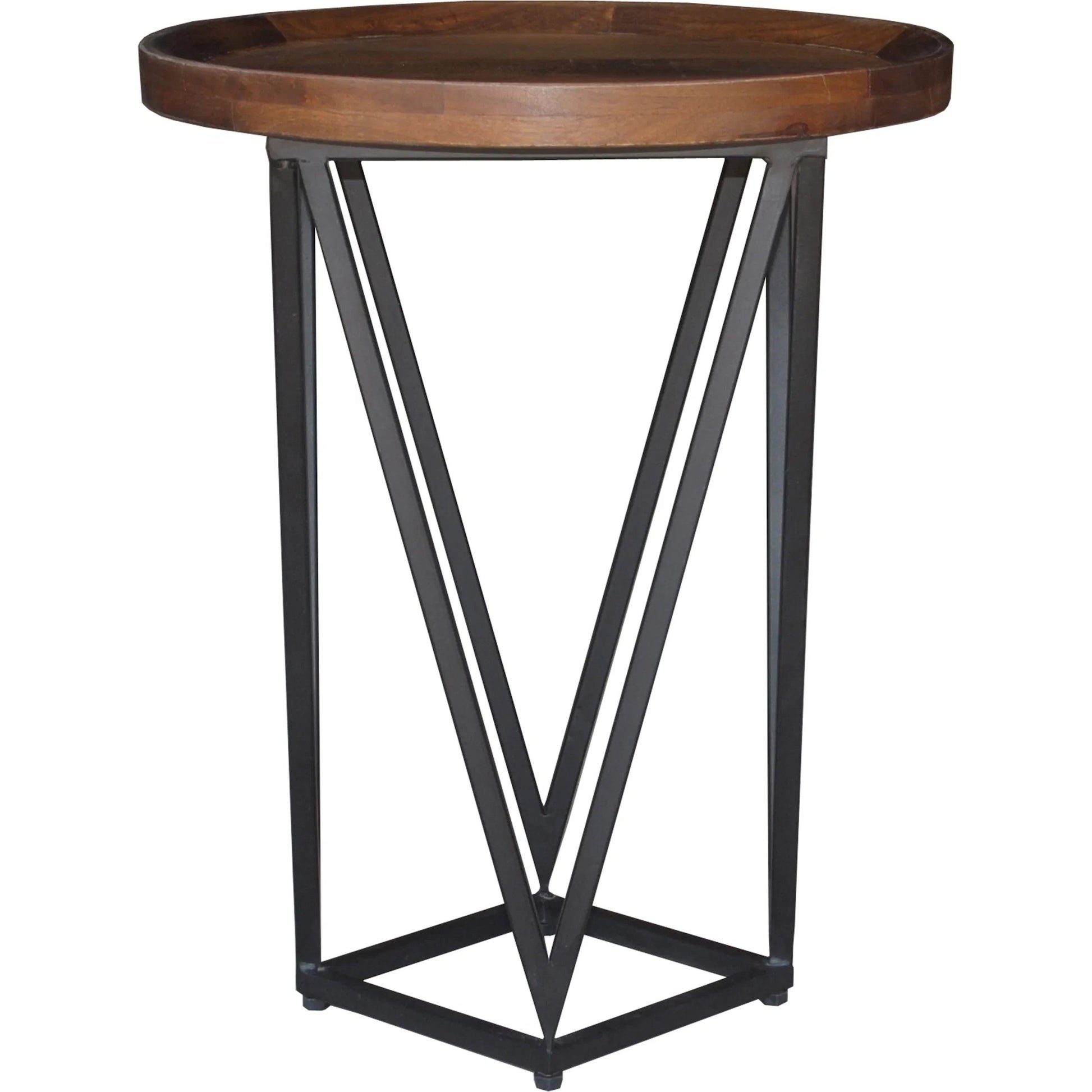 Lamar Mango Wood End Table by Kosas Home in medium brown. Made from mango wood, iron in a unique style.
