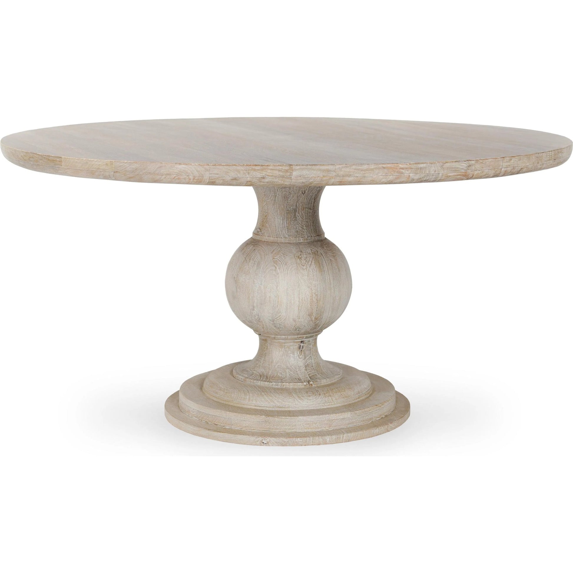Hera Mango Washed Wood Round Dining Table by Classic Home. Made from mango wood in a unique style.
