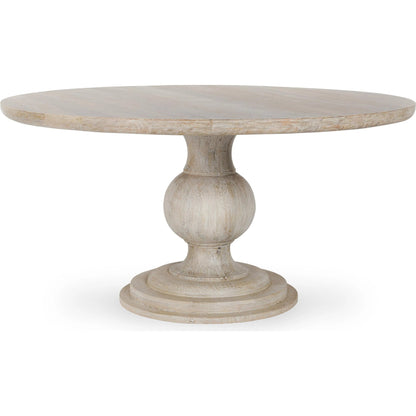 Hera Mango Washed Wood Round Dining Table by Classic Home. Made from mango wood in a unique style.