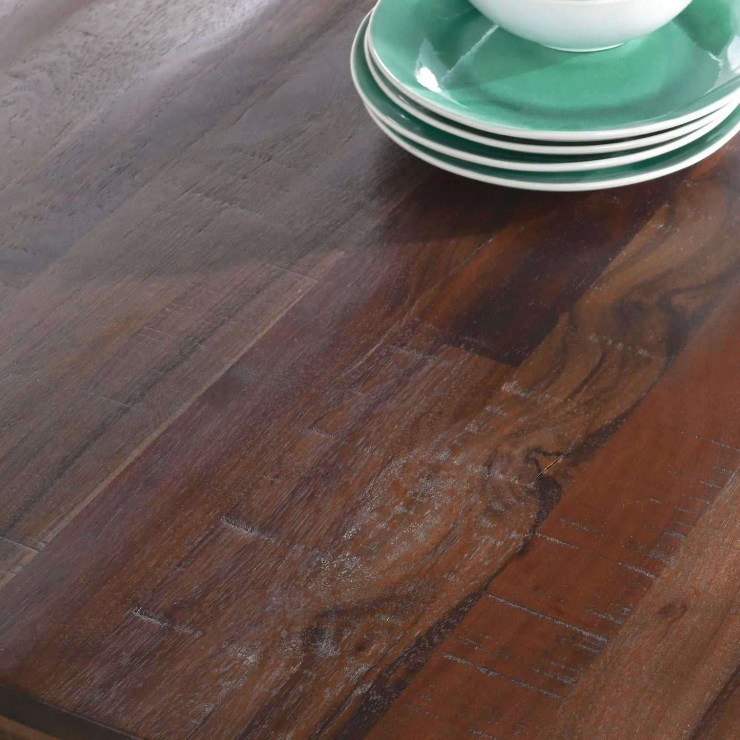 006 SI-2238815 | Closeup | Nemi 84" Pine Wood Rectangular Dining Table by Classic Home in brown. Made from reclaimed pine in a transitional style.