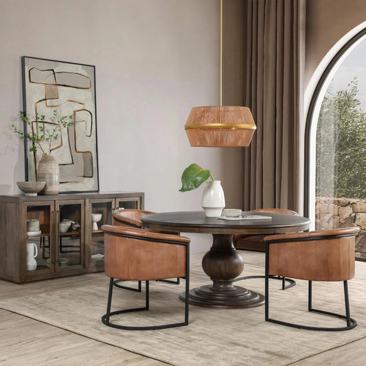 Brookside 60" Round Mango Wood Dinning Table by Classic Home in cocoa brown. Made from mango wood in a traditional style.