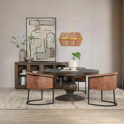 Brookside Round Mango Wood Dinning Table by Classic Home in cocoa brown. Made from mango wood in a traditional style.