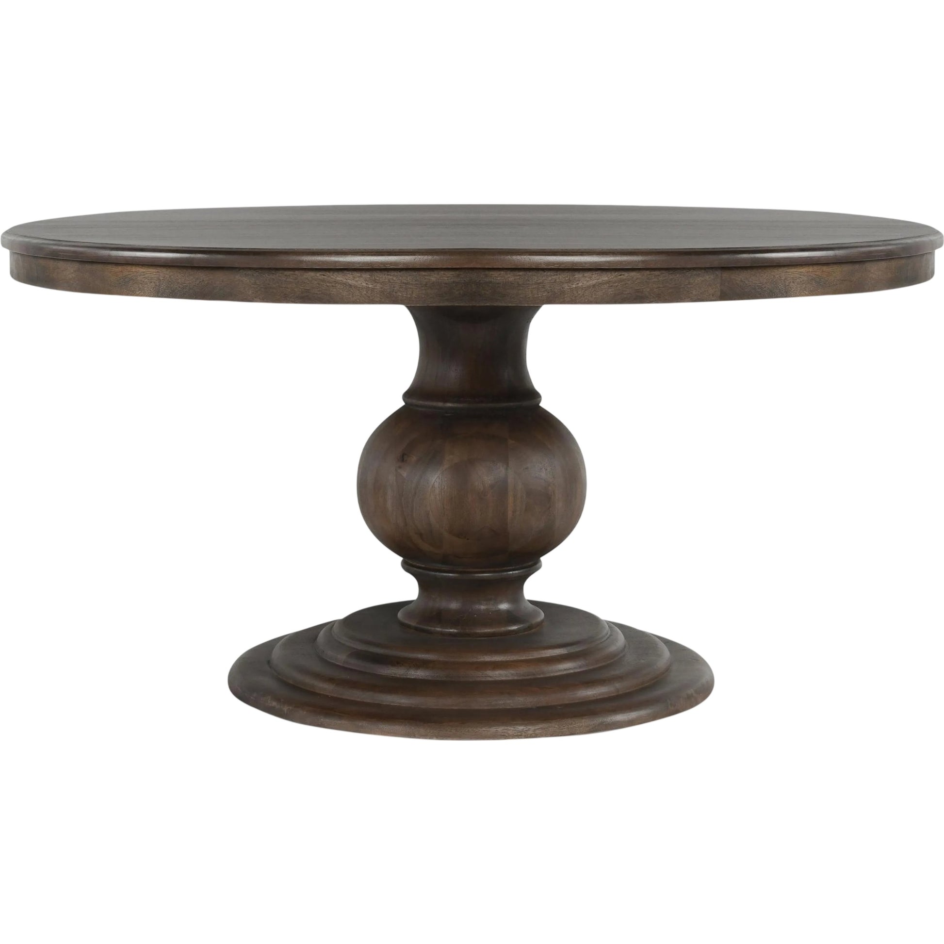 Brookside Round Mango Wood Dinning Table by Classic Home in cocoa brown. Made from mango wood in a traditional style.