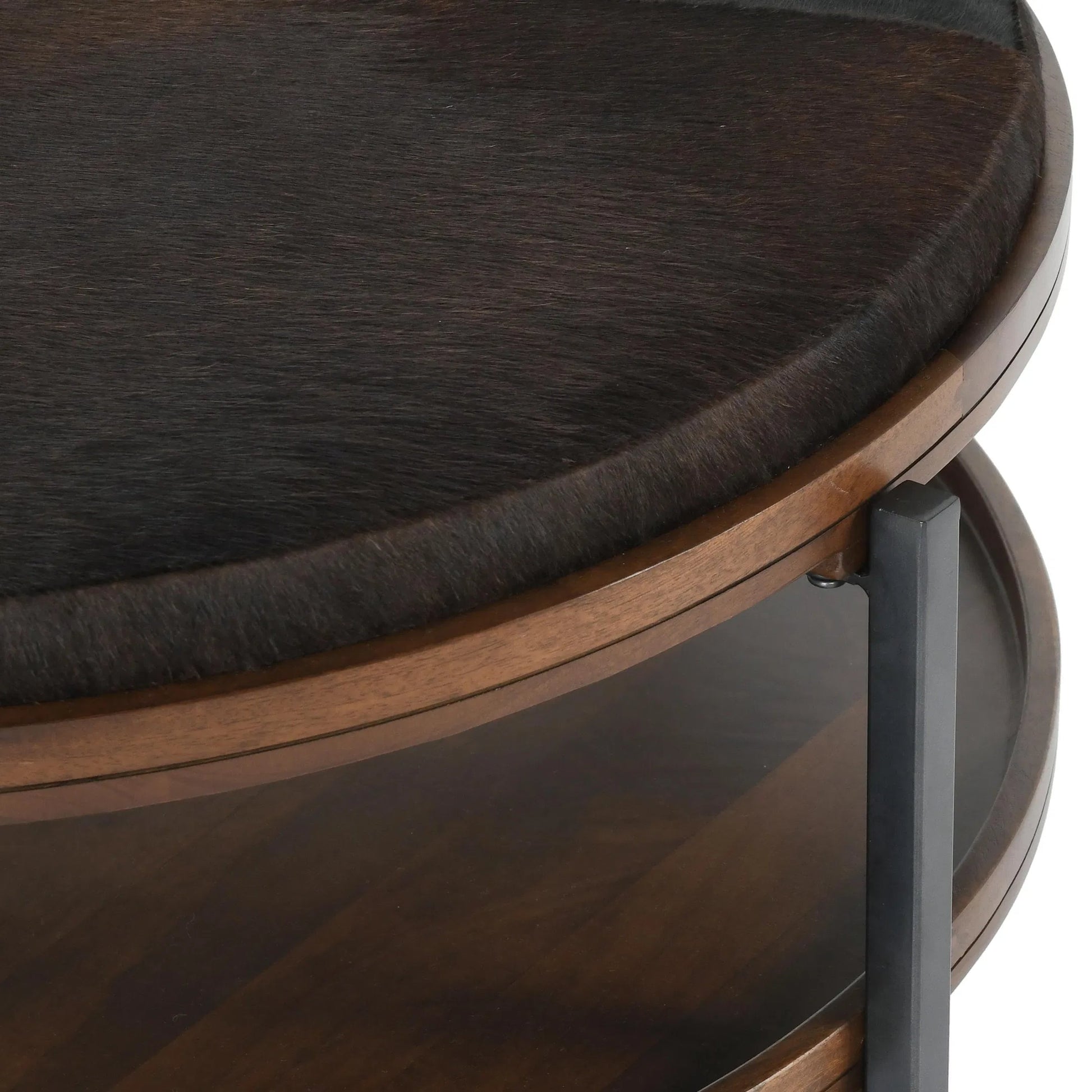 Hunt Mango Wood Cocktail Coffee Table by Classic Home in brown. Made from mango wood, hair on hide, iron in a unique style.
