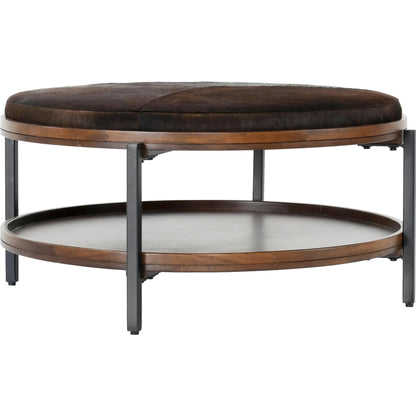 Hunt Mango Wood Cocktail Coffee Table by Classic Home in brown. Made from mango wood, hair on hide, iron in a unique style.