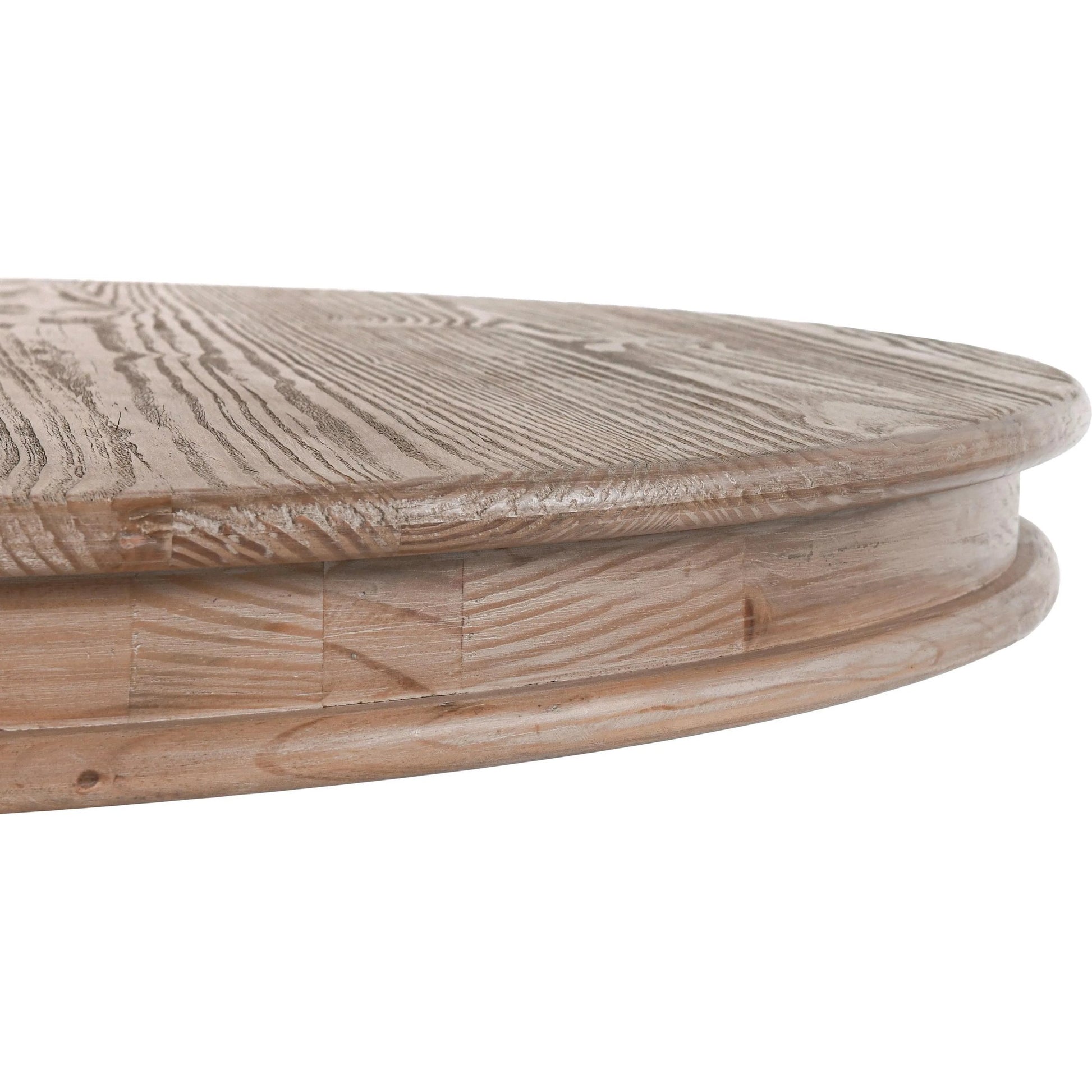 Baldwin 60" Pine Wood Round Dining Table by Kosas Home in taupe. Made from pine wood in a transitional style.