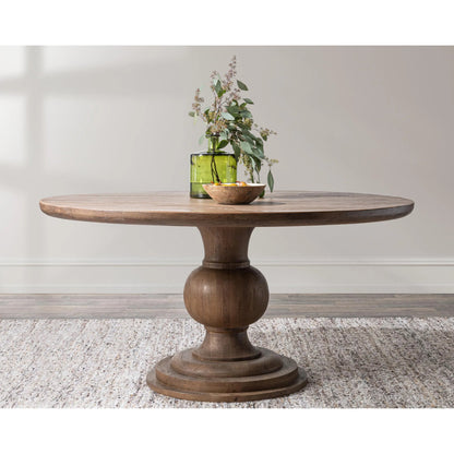 Hera Mango Washed Wood Round Dining Table by Classic Home. Made from mango wood in a unique style.
