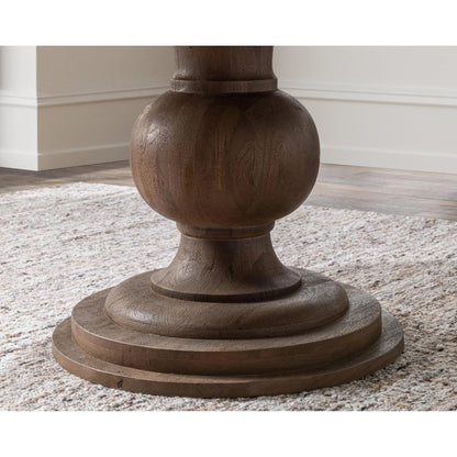 Hera Mango Washed Wood Round Dining Table by Classic Home. Made from mango wood in a unique style.