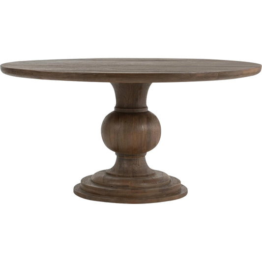 Hera Mango Washed Wood Round Dining Table by Classic Home. Made from mango wood in a transitional style.