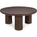 Beau Solid Wood Round Coffee Table by Kosas Home. Made from mango wood in a modern style.
