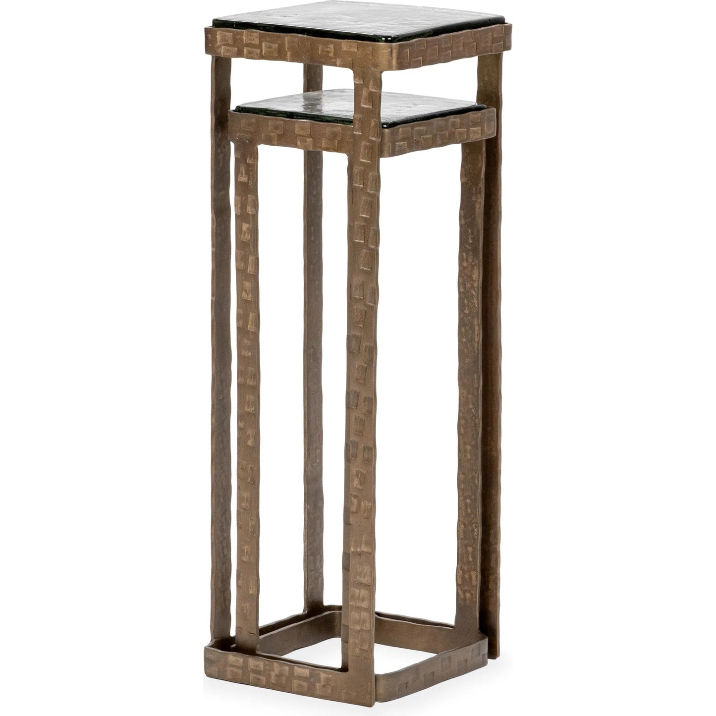 001 SI-2533191 | Primary Silo | Gillian Glass Accent Nesting Table by Classic Home in brass. Made from cast glass, mild steel in a unique style.