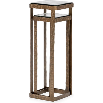 Gillian Glass Accent Nesting Table by Classic Home in brass. Made from cast glass, mild steel in a unique style.