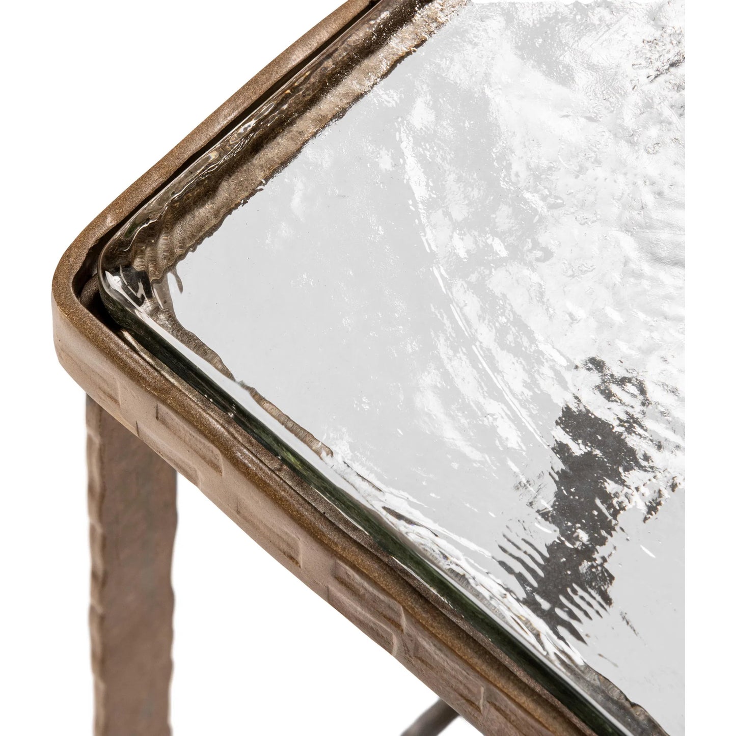 003 SI-2533191 | Closeup | Gillian Glass Accent Nesting Table by Classic Home in brass. Made from cast glass, mild steel in a unique style.