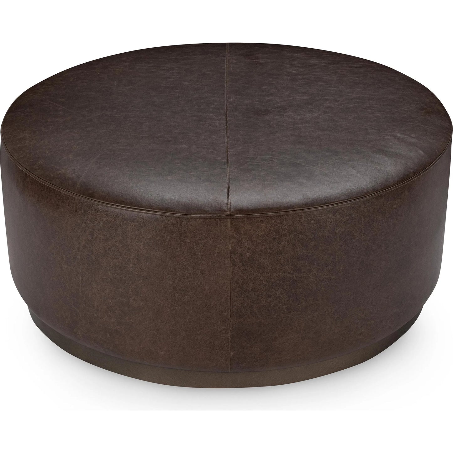 002 SI-2353710 | Additional Silo | Clair Leather Round Coffee Table by Classic Home in brown, brass. Made from top grain leather in a traditional style.