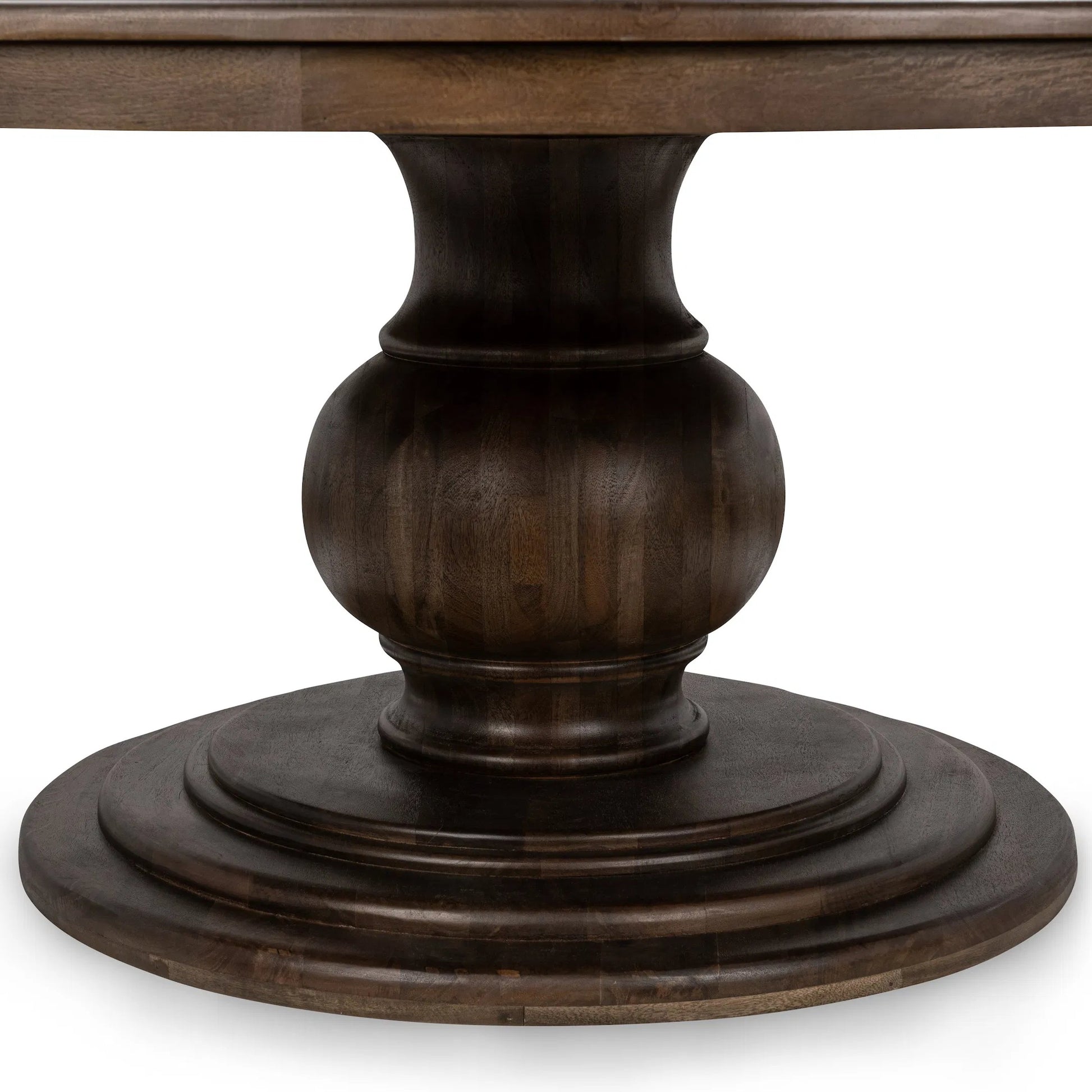 Brookside Round Mango Wood Dinning Table by Classic Home in cocoa brown. Made from mango wood in a traditional style.