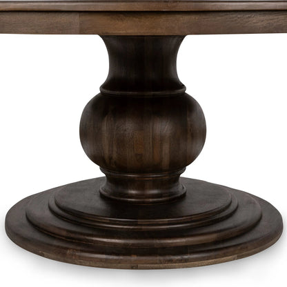 Brookside Round Mango Wood Dinning Table by Classic Home in cocoa brown. Made from mango wood in a traditional style.