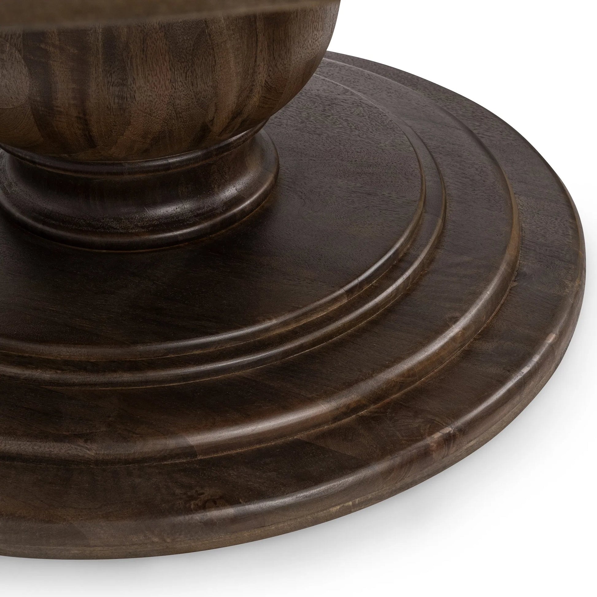 Brookside Round Mango Wood Dinning Table by Classic Home in cocoa brown. Made from mango wood in a traditional style.