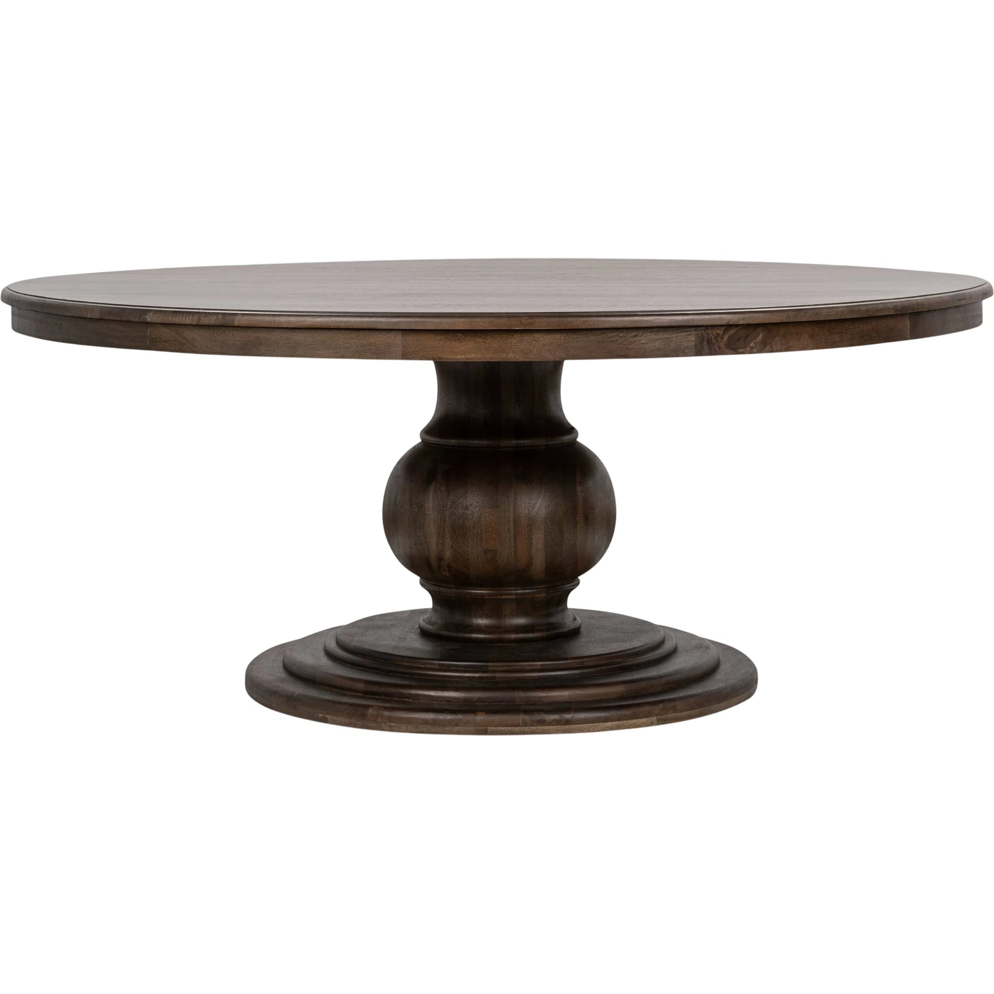 Brookside Round Mango Wood Dinning Table by Classic Home in cocoa brown. Made from mango wood in a traditional style.