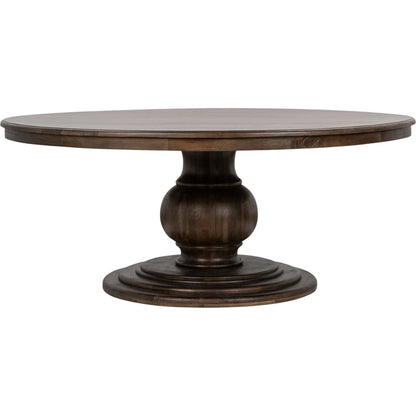 Brookside Round Mango Wood Dinning Table by Classic Home in cocoa brown. Made from mango wood in a traditional style.