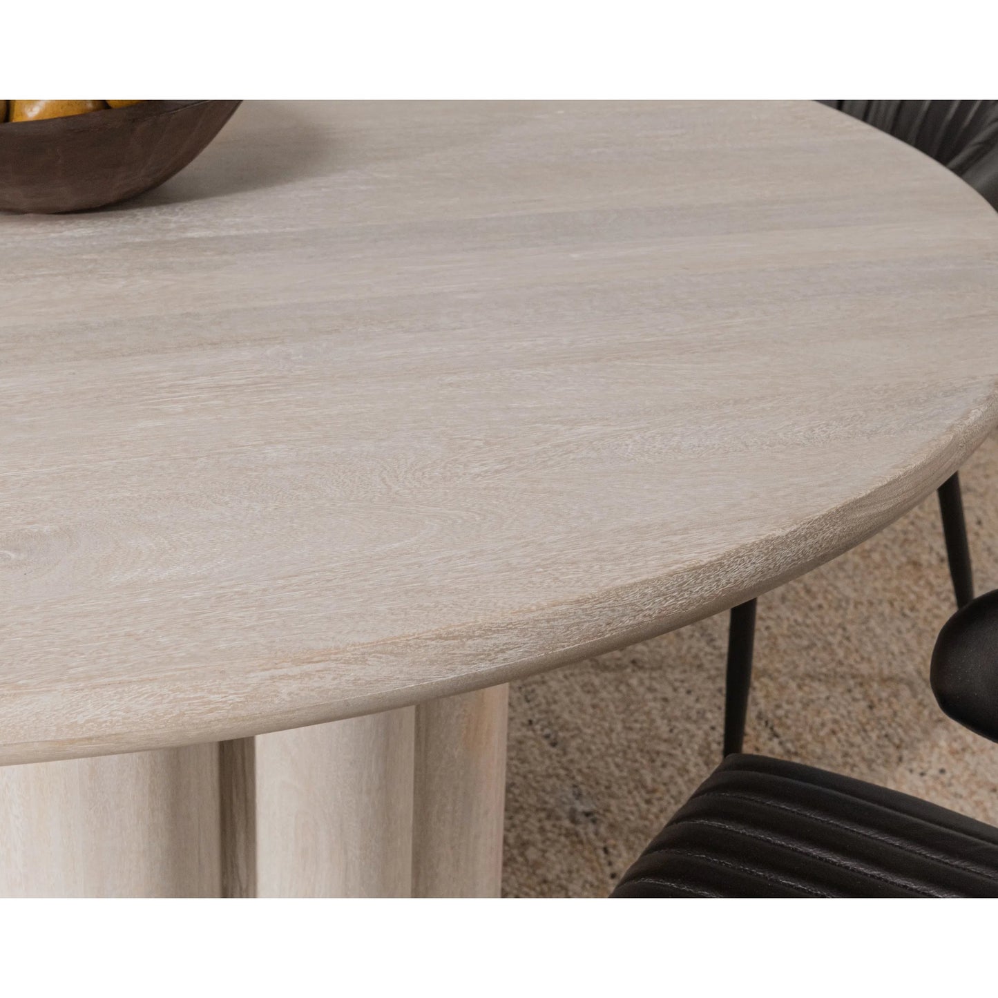 013 SI-2353711 | Closeup | Beau Mango Wood Round Dining Table by Kosas Home in matte natural. Made from mango wood in a transitional style.