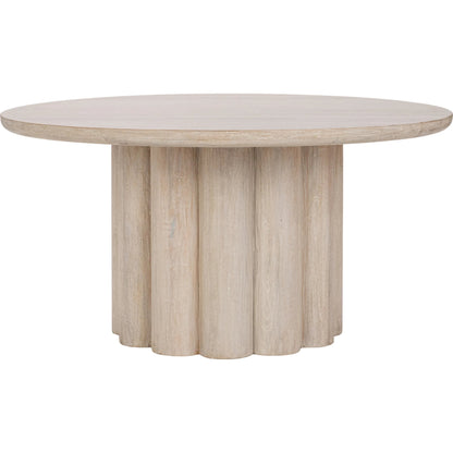 Beau Mango Wood Round Dining Table by Kosas Home in matte natural. Made from mango wood in a transitional style.