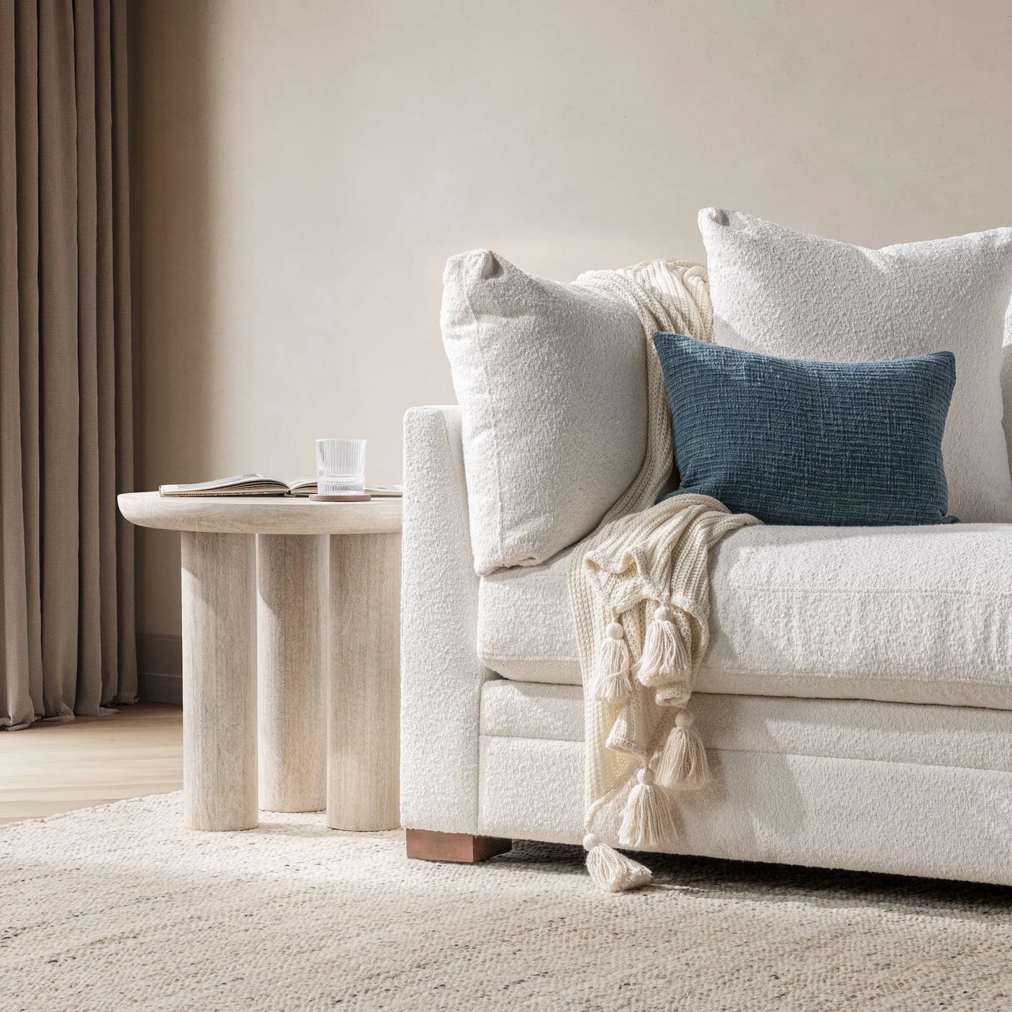 014 SI-2388542 | Lifestyle | Beau Mango Wood End Table by Kosas Home. Made from mango wood in a transitional style.