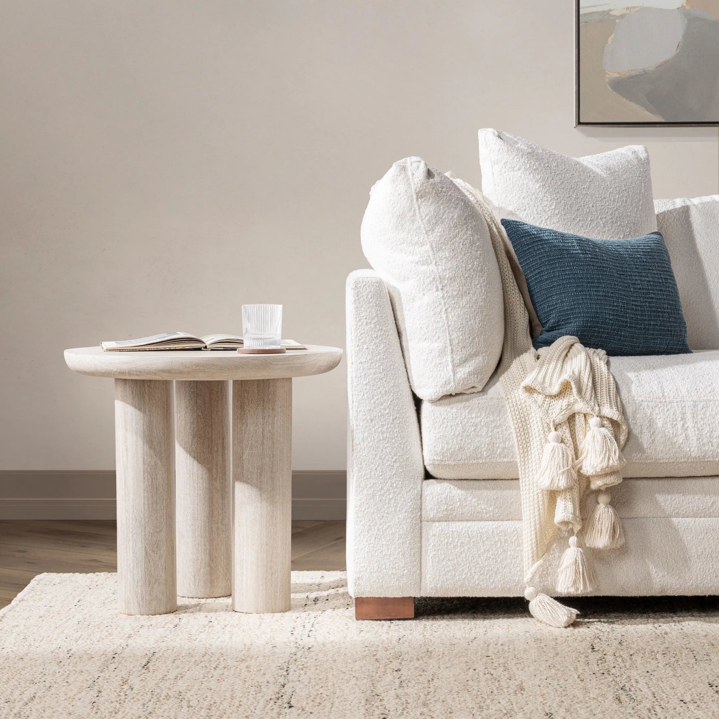 015 SI-2388542 | Lifestyle | Beau Mango Wood End Table by Kosas Home. Made from mango wood in a transitional style.