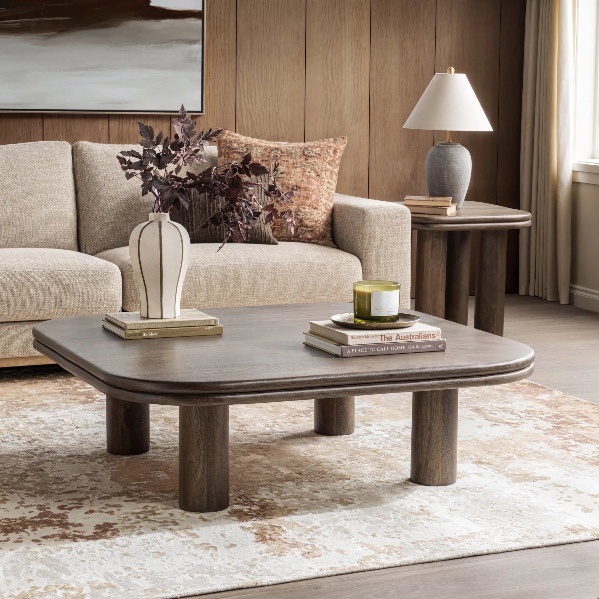 Miranda Coffee Table by Classic Home in cocoa brown. Made from mango wood in a unique style.