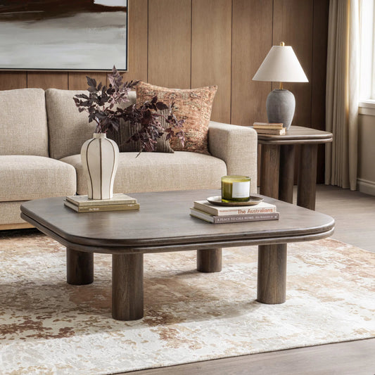 Miranda Coffee Table by Classic Home in cocoa brown. Made from mango wood in a unique style.