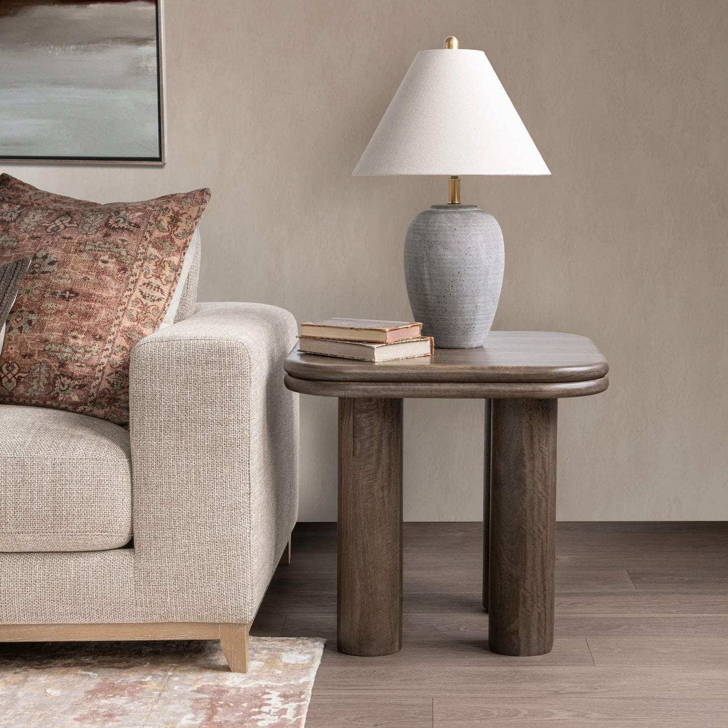 006 SI-2533195 | Lifestyle | Miranda End Table by Classic Home in cocoa brown. Made from mango wood in a unique style.