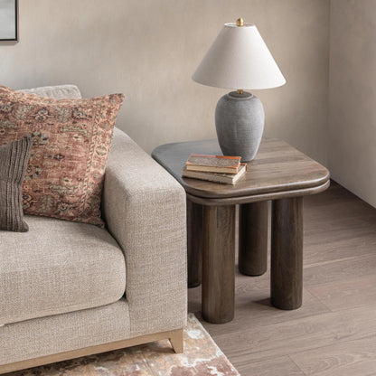 Miranda End Table by Classic Home in cocoa brown. Made from mango wood in a unique style.