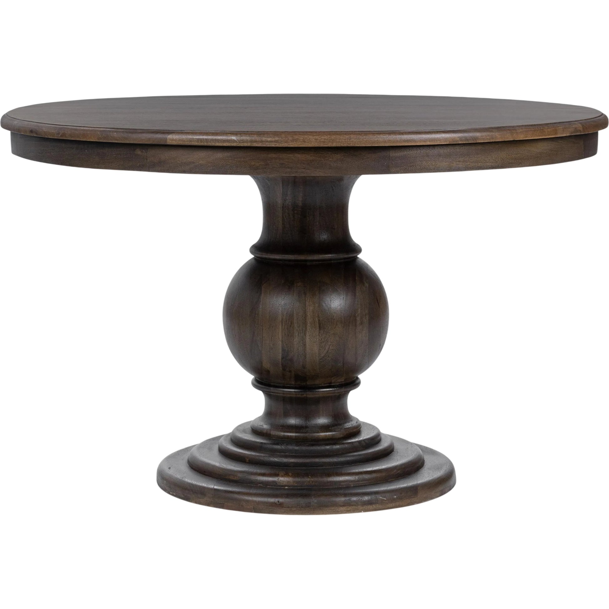 Brookside Round Mango Wood Dinning Table by Classic Home in cocoa brown. Made from mango wood in a traditional style.