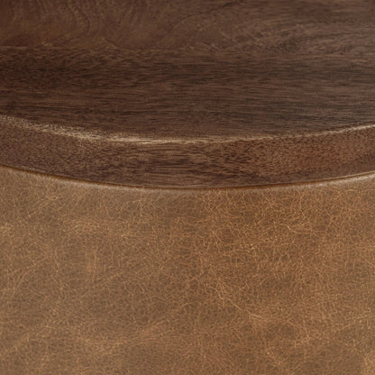 Andra Mango Wood Accent End Table by Classic Home. Made from mango wood, leather in a transitional style.