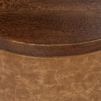Andra Mango Wood Accent End Table by Classic Home. Made from mango wood, leather in a transitional style.