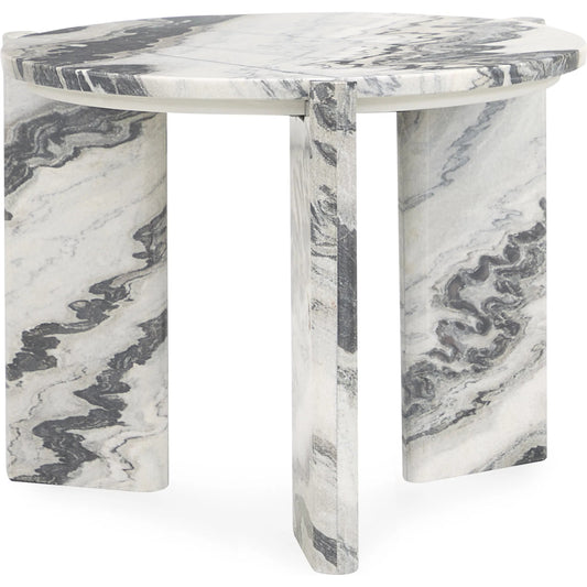 Zora End Table by Classic Home in gray. Made from marble in a modern style.