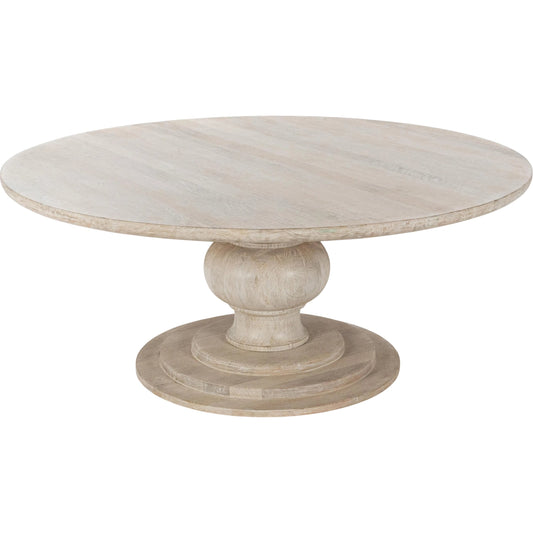 Hera Mango Washed Wood Round Dining Table by Classic Home. Made from mango wood in a transitional style.