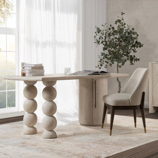 Adir Desk by Classic Home in off white. Made from mango wood in a transitional style.