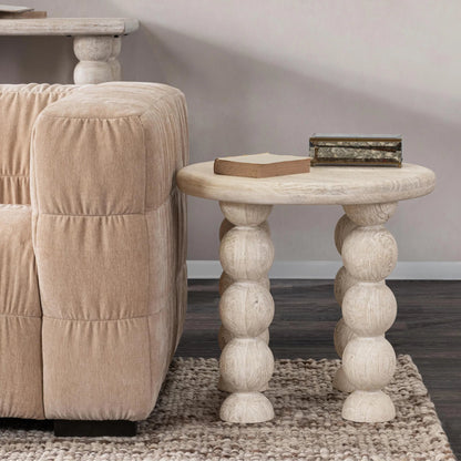 Adir End Table by Classic Home in off white. Made from mango wood in a transitional style.