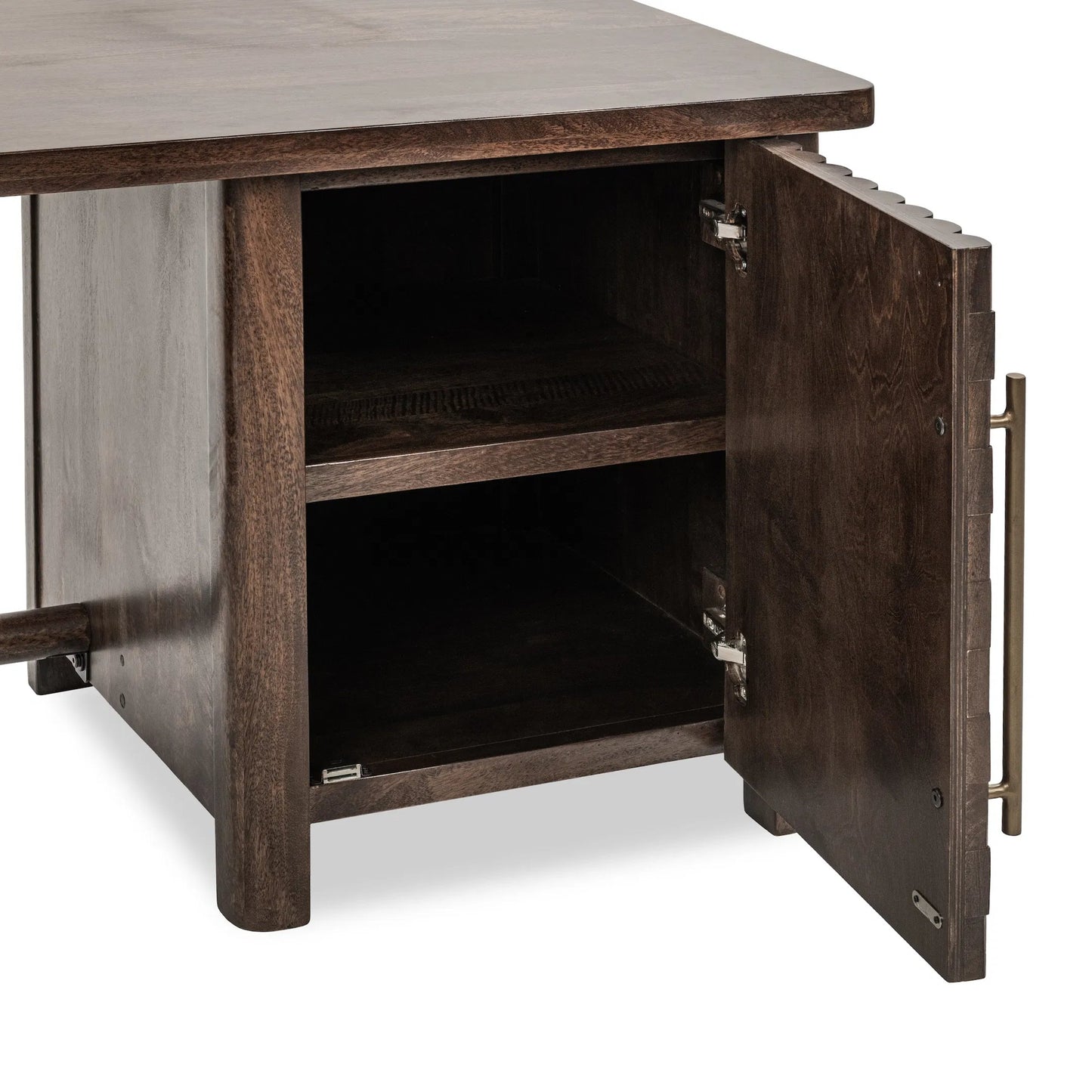 007 SI-2518822 | Closeup | Norwood Desk by Classic Home in bark brown. Made from mango wood in a traditional style.