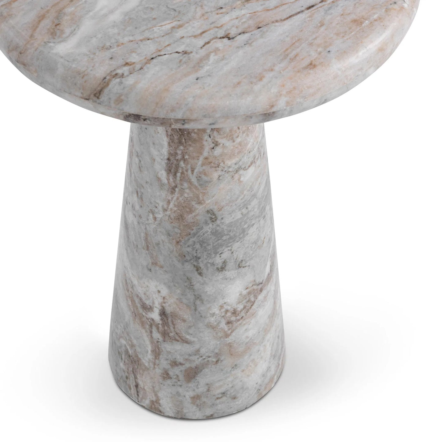 003 SI-2537872 | Closeup | Huxley Round Accent Table by Classic Home in rusty gray. Made from marble in a unique style.