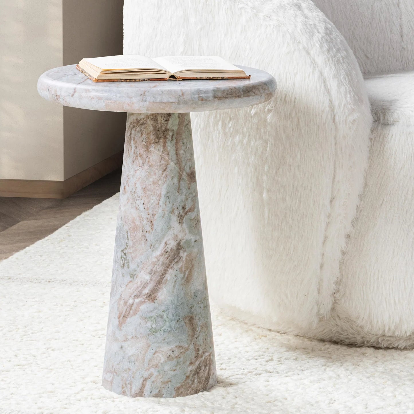 006 SI-2537872 | Lifestyle | Huxley Round Accent Table by Classic Home in rusty gray. Made from marble in a unique style.