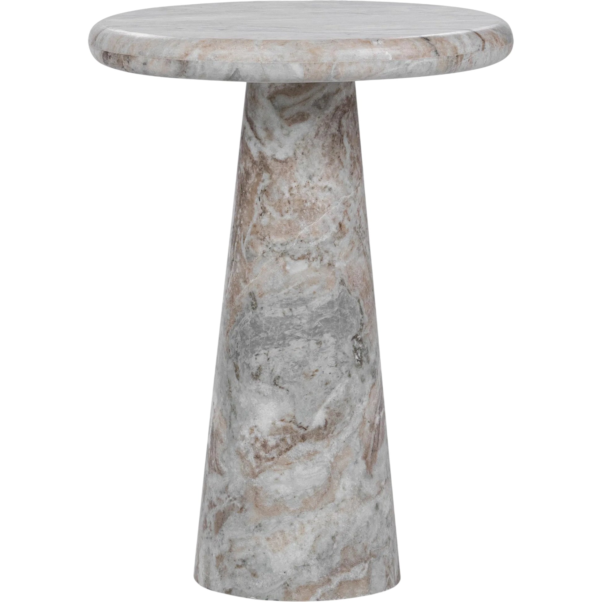Huxley Round Accent Table by Classic Home in rusty gray. Made from marble in a unique style.
